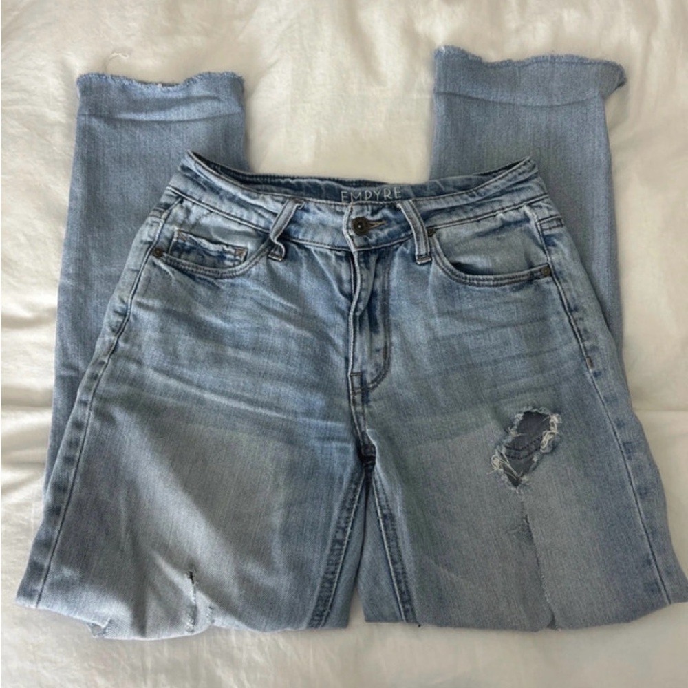 Empyre Light Blue Distressed Straight Leg Jeans